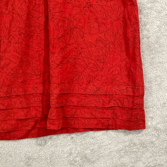 NEW  Nicole Miller Women's L Red Floral Textured Linen Blend V-Neck  Dress - Picture 8 of 10